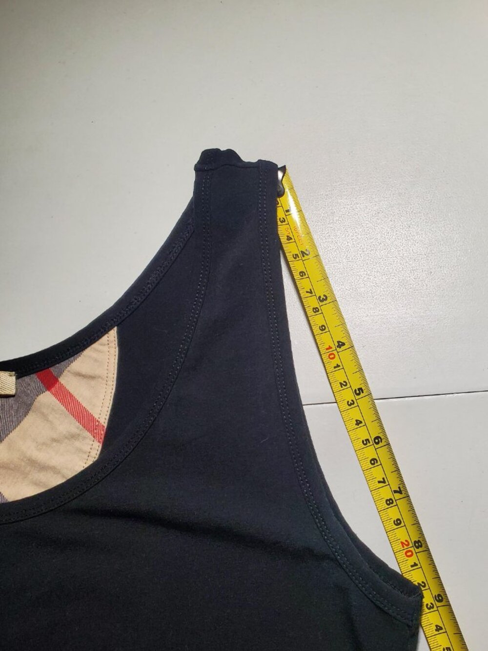 Burberry Brit Black Tank With Plaid Trim Sz L Women's - Shipping incl - Picture 15 of 16
